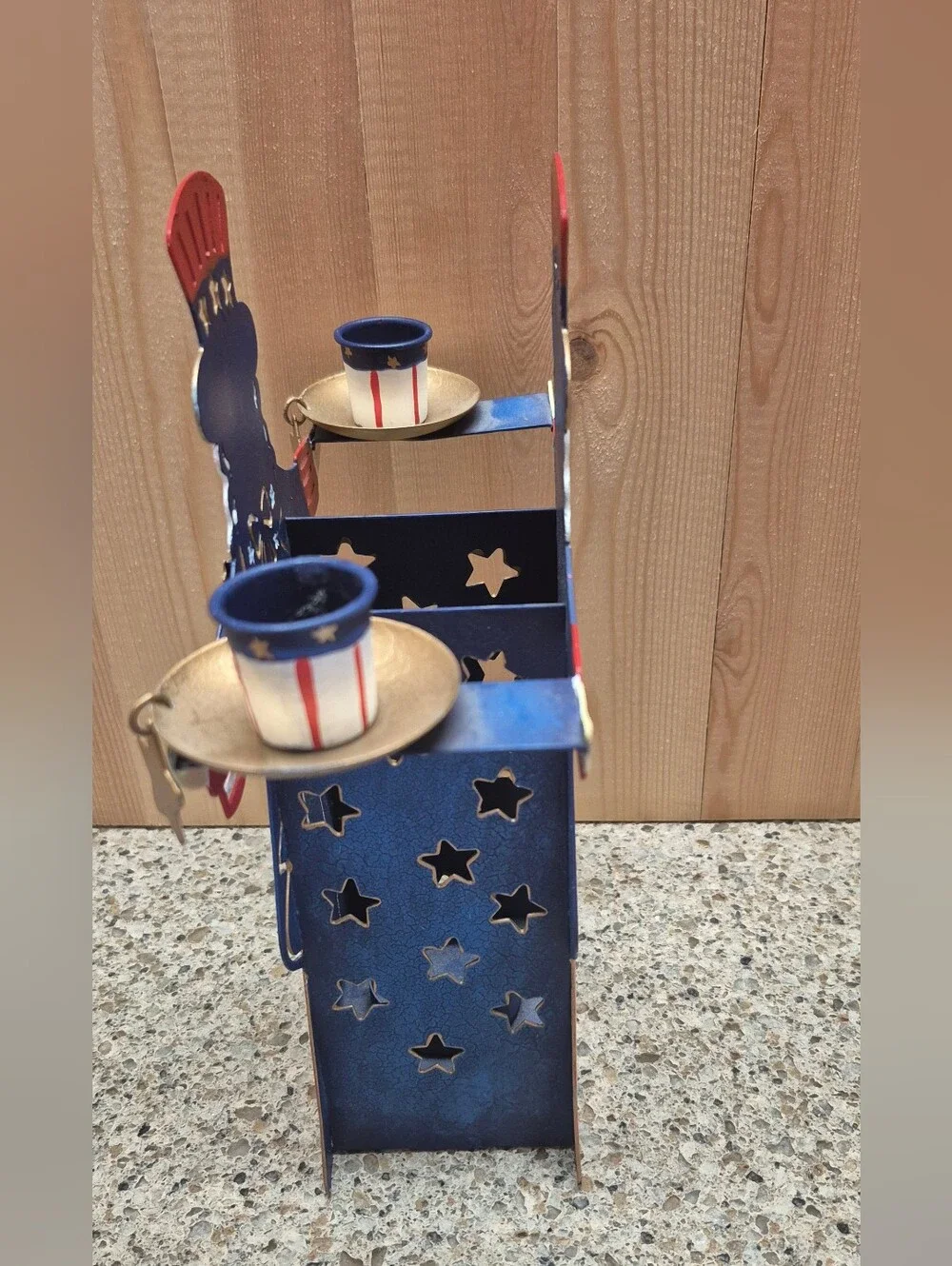 Vintage PartyLite Uncle Sam Metal Candle Holder Patriotic 4th of July Americana
